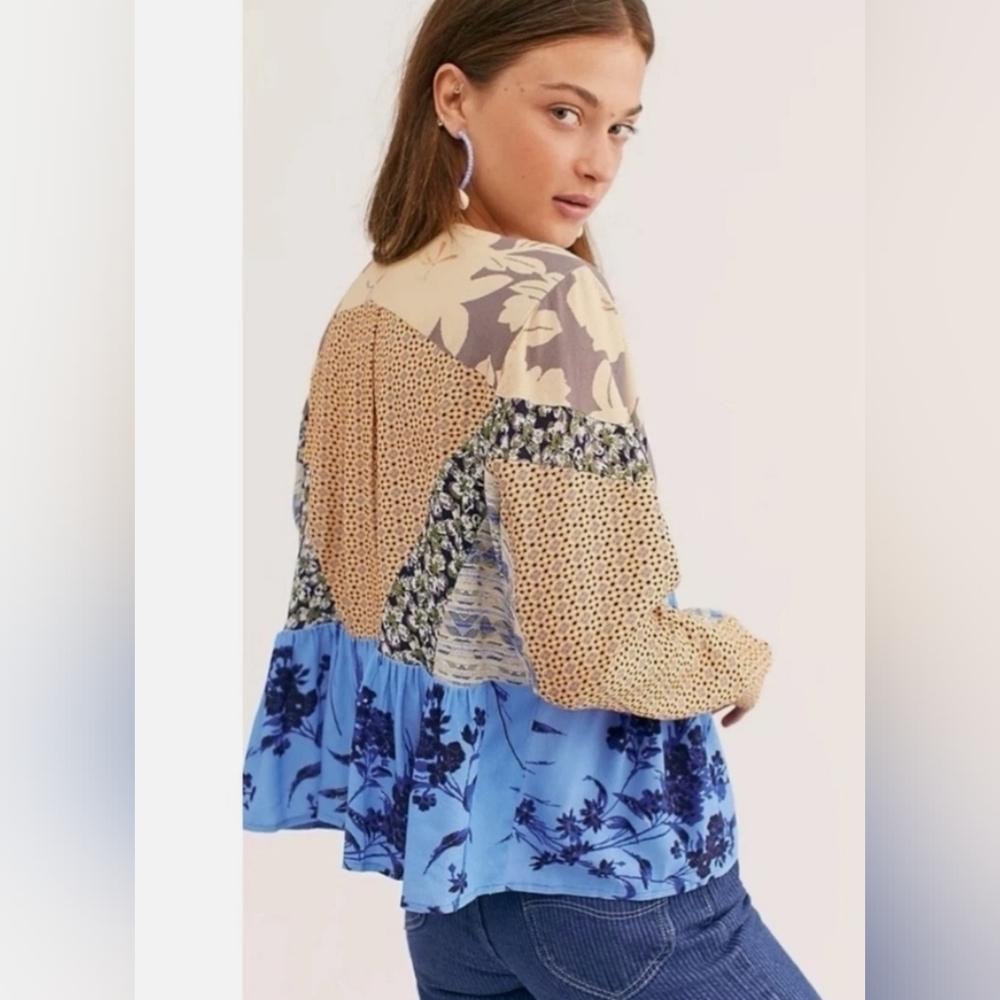 Free People Patchwork Bohemian Aloha State of Mine Top